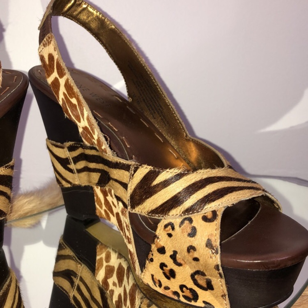 NINE WEST open toe sling-back wedge